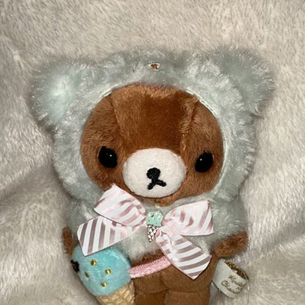 San-X Chairoikoguma Happy Ice Cream Plush Doll Rilakkuma